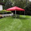 Sunnydaze 12 x 12-Foot Premium Pop-Up Canopy with Rolling Carry Bag – Straight Leg Folding Outdoor Shade Shelter – Red(Red)