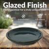 Sunnydaze 12-Inch Ceramic Plant Saucers – Plant Drip Trays for Outdoor Planter Flower Pot Drainage – Set of 2 – Imperial Blue(Forest Lake Green)