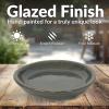 Sunnydaze 12-Inch Ceramic Plant Saucers – Plant Drip Trays for Outdoor Planter Flower Pot Drainage – Set of 2 – Imperial Blue(Gray)