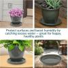 Sunnydaze 12-Inch Ceramic Plant Saucers – Plant Drip Trays for Outdoor Planter Flower Pot Drainage – Set of 2 – Imperial Blue(Gray)