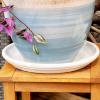 Sunnydaze 12-Inch Ceramic Plant Saucers – Plant Drip Trays for Outdoor Planter Flower Pot Drainage – Set of 2 – Imperial Blue(Pearl)