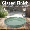 Sunnydaze 12-Inch Ceramic Plant Saucers – Plant Drip Trays for Outdoor Planter Flower Pot Drainage – Set of 2 – Imperial Blue(Seafoam)