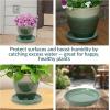 Sunnydaze 12-Inch Ceramic Plant Saucers – Plant Drip Trays for Outdoor Planter Flower Pot Drainage – Set of 2 – Imperial Blue(Seafoam)