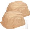 Sunnydaze 14” H Polyresin Faux Landscape Rock Cover – Lightweight Fake Rock Well Pump Cover for Outside – Gray – 2-Pack(Sand)