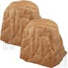 Sunnydaze 14” H Polyresin Faux Landscape Rock Cover – Lightweight Fake Rock Well Pump Cover for Outside – Gray – 2-Pack(Sand)
