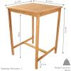 Sunnydaze 2-Person Solid Teak Wood Square Patio Bar Table – for Indoor or Outdoor Use – 31″ Square x 43.5″ H