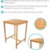 Sunnydaze 2-Person Solid Teak Wood Square Patio Bar Table – for Indoor or Outdoor Use – 31″ Square x 43.5″ H