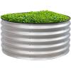 Sunnydaze 35.5-Inch Round Metal Raised Garden Bed – Galvalume Steel Garden Bed with Rubber Edge Trim – Silver(Silver)