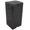 Sunnydaze 39-Gallon Patio Trash Can with Lid – Outdoor Garbage Can with Built-in Drip Tray – Weather-Resistant Resin – Light Gray(Black)