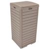 Sunnydaze 39-Gallon Patio Trash Can with Lid – Outdoor Garbage Can with Built-in Drip Tray – Weather-Resistant Resin – Light Gray(Light Gray)