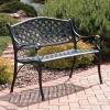 Sunnydaze 39-Inch Outdoor Bench for Patio or Park – Metal Garden Bench for Outdoors – Front Porch or Backyard Seat for Two – Black