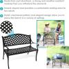Sunnydaze 39-Inch Outdoor Bench for Patio or Park – Metal Garden Bench for Outdoors – Front Porch or Backyard Seat for Two – Black