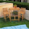 Sunnydaze 3-Piece Teak Wood Bar-Height Patio Table Set – Outdoor Bar Table and Chairs – for Balcony, Home Bar, or Deck