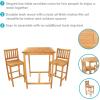 Sunnydaze 3-Piece Teak Wood Bar-Height Patio Table Set – Outdoor Bar Table and Chairs – for Balcony, Home Bar, or Deck