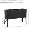 Sunnydaze 3-Section Wicker Raised Planter Box – 3 Removable Plastic Inserts – Above Ground Raised Garden Bed with Legs – 30.75″ W x 11.75″ D x 22″ H