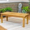 Sunnydaze 45-Inch Solid Teak Rectangular Outdoor Coffee Table – Patio Coffee Table for Outside – Light Brown Wood Stain Finish
