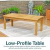 Sunnydaze 45-Inch Solid Teak Rectangular Outdoor Coffee Table – Patio Coffee Table for Outside – Light Brown Wood Stain Finish