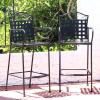 Sunnydaze 47.5-Inch H Wrought Iron Outdoor Bar Chairs with Scrolling Design – Set of 2 – Black