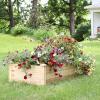 Sunnydaze 48 Inches Square x 12 Inches H Outdoor Wood Raised Garden Bed and 24 Inches W x 48.25 Inches D x 12.25 Inches H Rectangle Outdoor Wood Raised Garden Bed Bundle