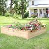 Sunnydaze 48 Inches Square x 12 Inches H Outdoor Wood Raised Garden Bed and 24 Inches W x 48.25 Inches D x 12.25 Inches H Rectangle Outdoor Wood Raised Garden Bed Bundle