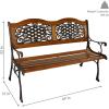 Sunnydaze 49-Inch Cast Iron and Wood 2-Person Garden Bench with Ivy Crossweave Design – 485-Pound Weight Capacity
