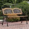 Sunnydaze 49-Inch Cast Iron and Wood 2-Person Garden Bench with Ivy Crossweave Design – 485-Pound Weight Capacity