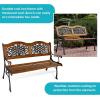 Sunnydaze 49-Inch Cast Iron and Wood 2-Person Garden Bench with Ivy Crossweave Design – 485-Pound Weight Capacity