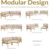 Sunnydaze 4-Piece Acacia Wood Patio Furniture Set – Edisto Outdoor Conversation Set – Wood Outdoor Furniture – Natural Gray(Light Brown)