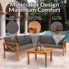 Sunnydaze 4-Piece Acacia Wood Patio Furniture Set – Edisto Outdoor Conversation Set – Wood Outdoor Furniture – Natural Gray(Natural Gray)