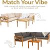 Sunnydaze 4-Piece Acacia Wood Patio Furniture Set – Edisto Outdoor Conversation Set – Wood Outdoor Furniture – Natural Gray(Natural Gray)