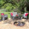 Sunnydaze 4-Piece Rattan Outdoor Furniture Set with Accent Pillows – Outdoor Patio Set with Cushions for Deck or Porch – Gray(Gray Rattan With Gray Cushions)