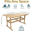 Sunnydaze 57″ W Acacia Wood Outdoor Table for 6 – Hatteras Outdoor Dining Table with Umbrella Hole for Patio – Rectangular – Solid Wood