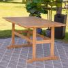 Sunnydaze 57″ W Acacia Wood Outdoor Table for 6 – Hatteras Outdoor Dining Table with Umbrella Hole for Patio – Rectangular – Solid Wood