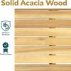 Sunnydaze 5-Piece Outdoor Dining Set – Rodanthe Outdoor Table and Chairs for Patio – Acacia Wood Patio Dining Set for 4 – Cushions Included