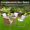 Sunnydaze 5-Piece Outdoor Dining Set – Rodanthe Outdoor Table and Chairs for Patio – Acacia Wood Patio Dining Set for 4 – Cushions Included