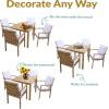 Sunnydaze 5-Piece Outdoor Dining Set – Rodanthe Outdoor Table and Chairs for Patio – Acacia Wood Patio Dining Set for 4 – Cushions Included