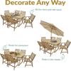 Sunnydaze 7-Piece Patio Dining Set for 6 – Hatteras Acacia Wood Outdoor Dining Set with Umbrella Hole – Outdoor Table and Chairs for 6