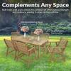 Sunnydaze 7-Piece Patio Dining Set for 6 – Hatteras Acacia Wood Outdoor Dining Set with Umbrella Hole – Outdoor Table and Chairs for 6