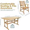Sunnydaze 7-Piece Patio Dining Set for 6 – Hatteras Acacia Wood Outdoor Dining Set with Umbrella Hole – Outdoor Table and Chairs for 6