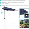 Sunnydaze 9-Foot Half Patio Umbrella with Solar LED Lights(Navy Blue)
