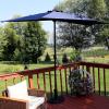 Sunnydaze 9-Foot Half Patio Umbrella with Solar LED Lights(Navy Blue)