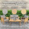Sunnydaze Acacia 4-Piece Patio Furniture Set – Sanibel Patio Conversation Set – Outdoor Seating Lounge Furniture – Gray