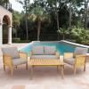Sunnydaze Acacia 4-Piece Patio Furniture Set – Sanibel Patio Conversation Set – Outdoor Seating Lounge Furniture – Gray