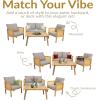 Sunnydaze Acacia 4-Piece Patio Furniture Set – Sanibel Patio Conversation Set – Outdoor Seating Lounge Furniture – Gray