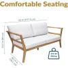 Sunnydaze Acacia Outdoor Loveseat for Patio – Bodie Patio Loveseat Sofa – 2-Seater Outdoor Sofa for Balcony – Porch Couch with Cushions