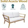 Sunnydaze Acacia Outdoor Loveseat for Patio – Bodie Patio Loveseat Sofa – 2-Seater Outdoor Sofa for Balcony – Porch Couch with Cushions