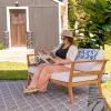 Sunnydaze Acacia Outdoor Loveseat for Patio – Bodie Patio Loveseat Sofa – 2-Seater Outdoor Sofa for Balcony – Porch Couch with Cushions