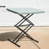 Sunnydaze Adjustable Height Utility Table – Rectangle Folding Table with Collapsible Legs and Plastic Top – Indoor or Outdoor Use – Gray – 29.5″ H