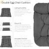 Sunnydaze Andrei 2-Person Egg Chair Cushion Replacement – 3-Piece Double Egg Chair Outdoor Cushion and Pillow Set – Dark Gray