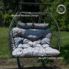 Sunnydaze Andrei Double Hanging Egg Chair with Cushion – 2-Person Outdoor Egg Chair – Includes Polyester Cushion – Dark Gray